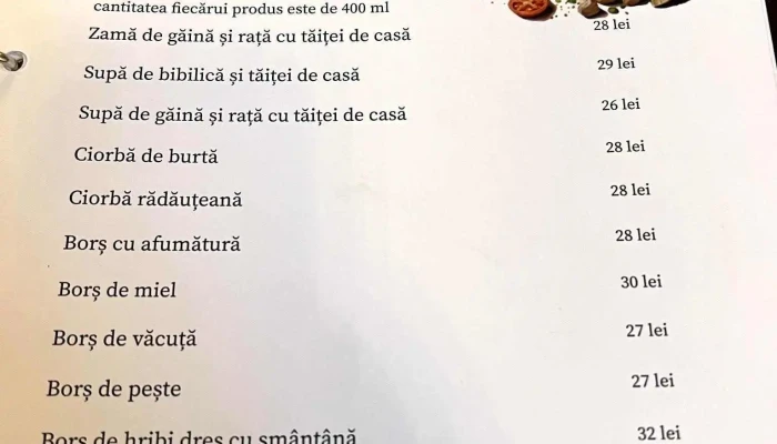 Acasa In Bucovina Meniu - Capu Câmpului