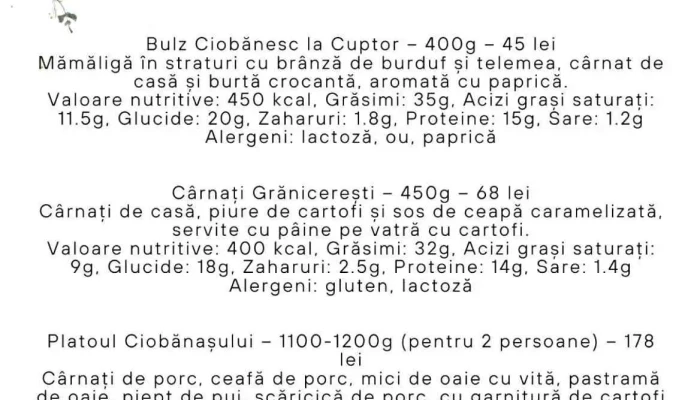 Conacul Maria Theresa -  Meniu - Orlat