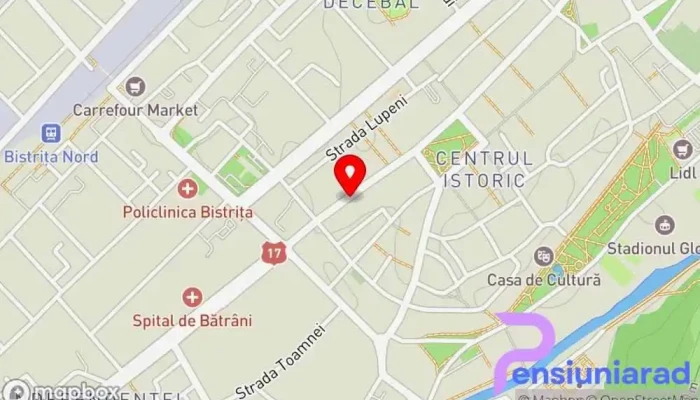 hartă a Han Budapesta Bistrita Pizzerie, Bar espresso, Pub irlandez, Restaurant cu specific irlandez, Pizza la pachet în Bistrița