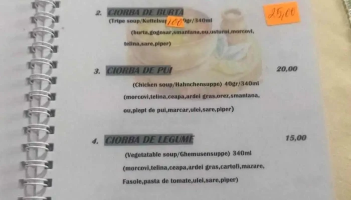 Hanul Ardealului -  Meniu - Bradu