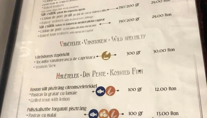 Hanul Arpad Haza Csarda Meniu - Sub Cetate