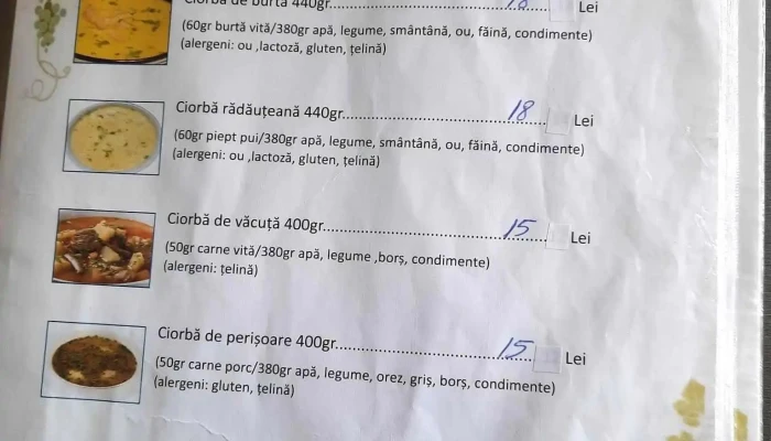 Hanul Berchisesti -  Meniu - Berchișești