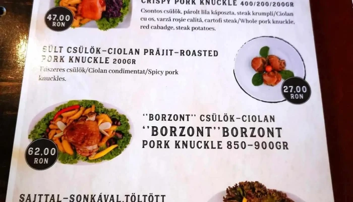 Hanul Borzont Fogado Meniu - Bucin