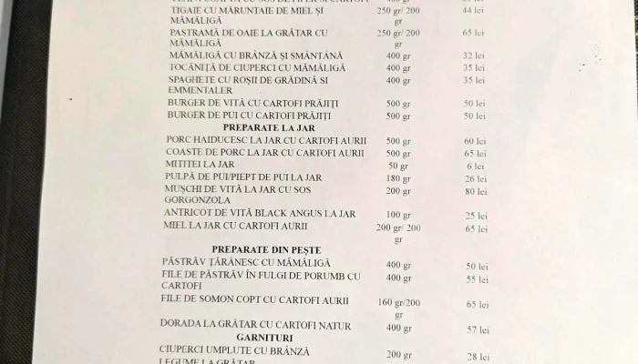 Hanul Din Tulghes Meniu - Sibiu
