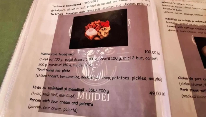 Hanul Lui Mujdei -  Meniu - Vatra Dornei