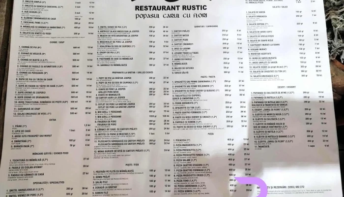 Hotel Restaurant Carul Cu Flori -  Meniu - Oravița