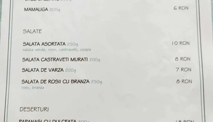 Ili -  Rux Restaurant Meniu - Sucevița
