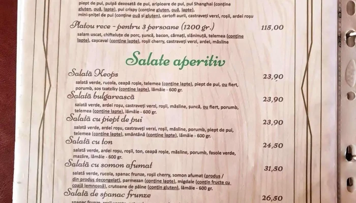 Keops -  Meniu - Petroșani