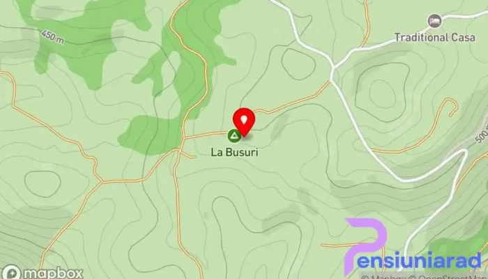 hartă a La Busuri Camp Roșia Teren de campare în Roșia