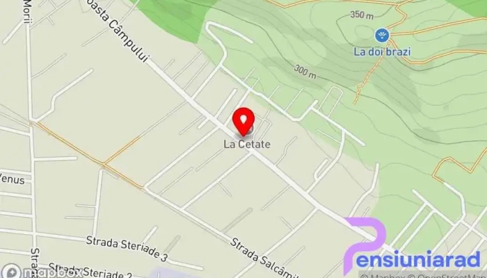 hartă a La Cetate Local pentru evenimente, Lot de parcare gratuită, Hotel, Parcare, Parcare pentru motociclete, Restaurant, Parcare pentru rulote în Valea Mare-Podgoria