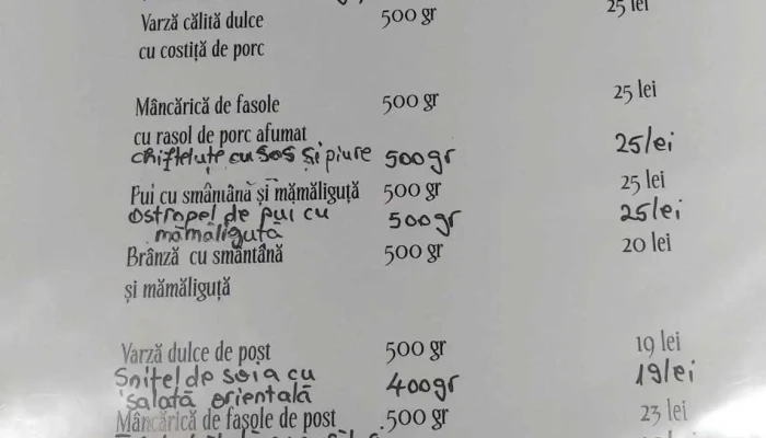 La Hanul Cotul Buhii -  Meniu - Gura Humorului