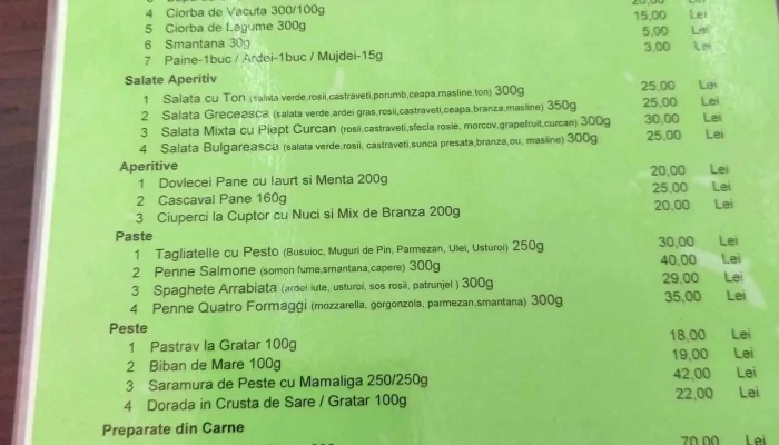 La Lavanda Meniu - Cornu De Jos