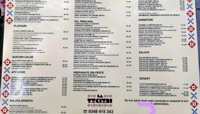 La Tuciuri -  Meniu - Pitești