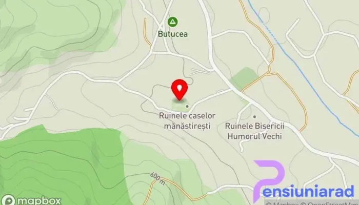 hartă a Mănăstirea Humor Mănăstire, Locație istorică, Reper istoric, Atracție turistică în Mănăstirea Humorului