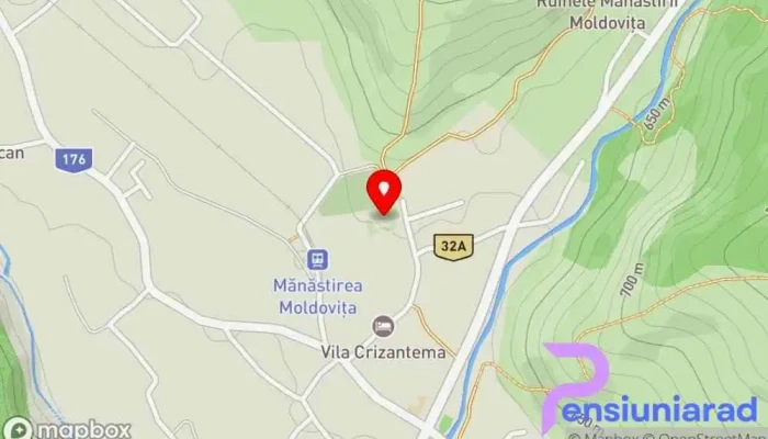 hartă a Mănăstirea Moldoviţa Mănăstire, Atracție turistică în Vatra Moldoviței