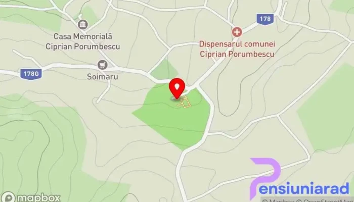 hartă a Muzeul „Ciprian Porumbescu” Muzeu, Atracție turistică în Ciprian Porumbescu