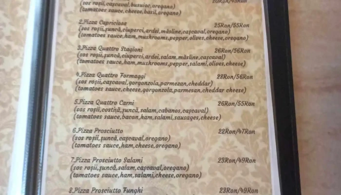 Pensiunea Afy -  Meniu - Caransebeș