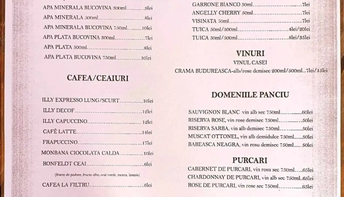 Pensiunea Pastravaria Namaiesti Meniu - Nămăești