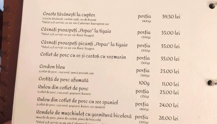 Popas Cucorani Meniu - Cucorăni