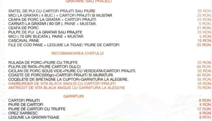 Popasul Brancovenesc Restaurant Hotel Meniu - Buftea