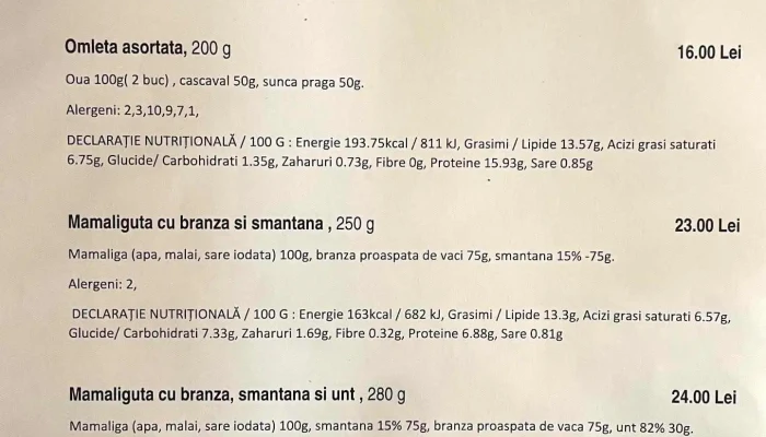 Restaurant Casa Ancutei Busteni -  Meniu - Bușteni