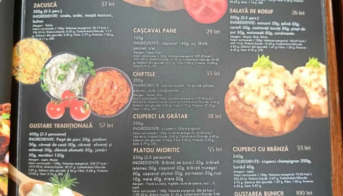 Restaurant Casa Dacilor Brancusi -  Meniu - Cluj-napoca