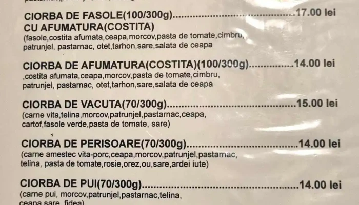 Restaurant Doi Cocosi -  Meniu - Horezu