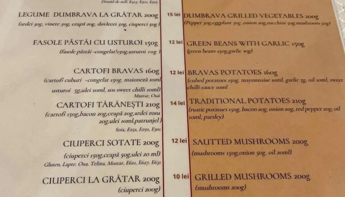Restaurant Dumbrava Calarasi Meniu - Călărași