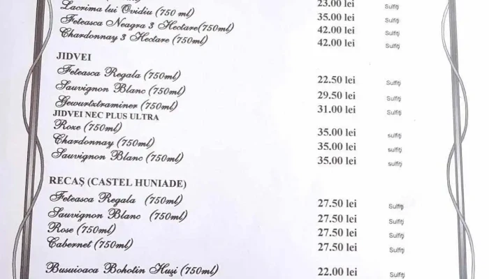 Restaurant Hanovra -  Meniu - Bacău