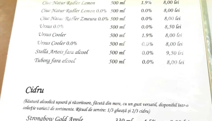 Restaurant Hanul Cu Noroc Oradea -  Meniu - Oradea
