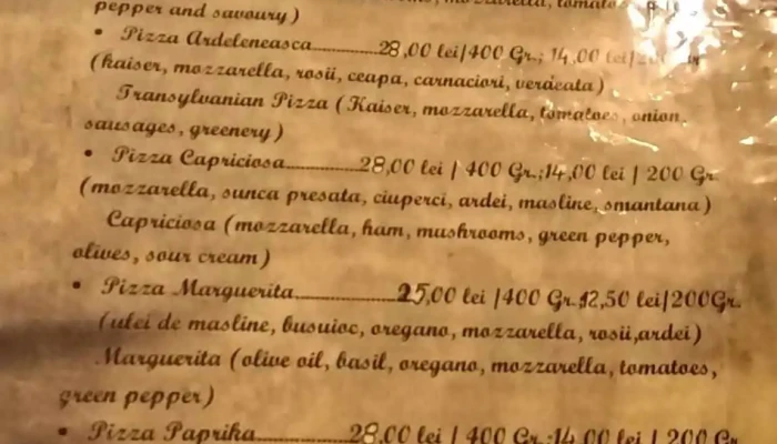 Restaurant Hanul Dacilor Ploiesti -  Meniu - Tătărani