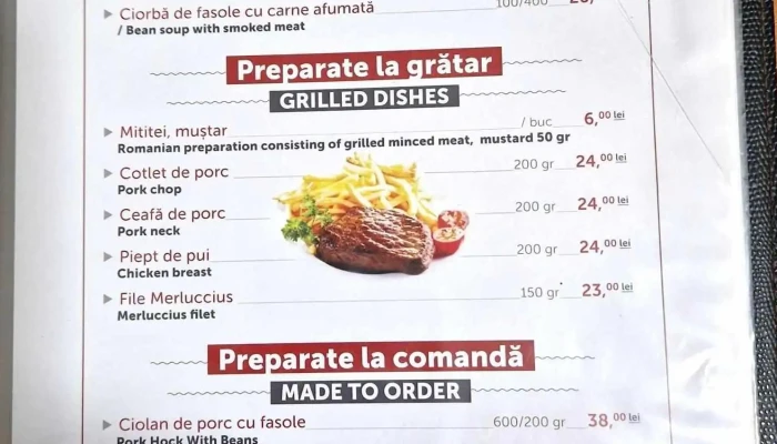 Restaurant Hanul Neamtului -  Meniu - Ileanda