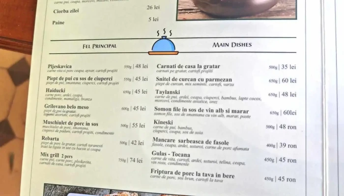Restaurant Sarbesc   Kafana Sarbului Meniu - Băile Herculane