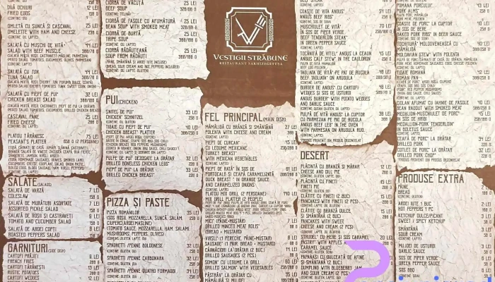 Restaurant Vestigii Strabune Meniu - Sarmizegetusa