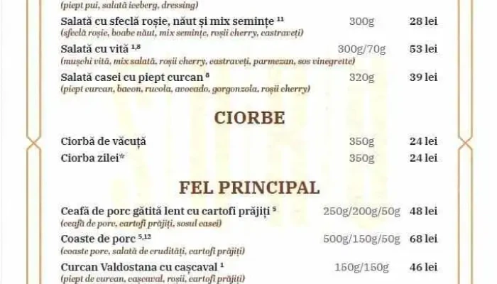 Suru Hotel Restaurant Busteni Meniu - Bușteni