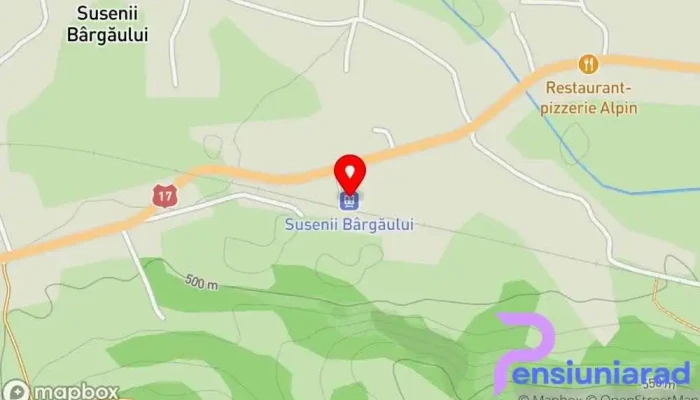 hartă a Susenii Bargaului Hm. Gară în Prundu Bârgăului