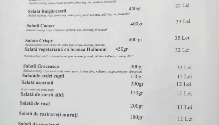 Terasa Stefan Costinesti Meniu - Costinești